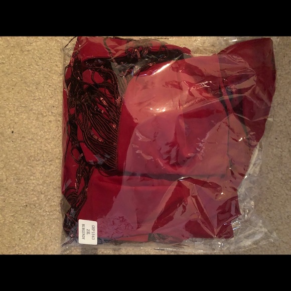 Burgundy pants with side sequin tassel - Picture 2 of 4